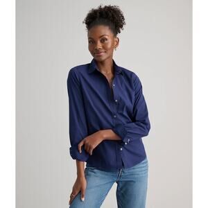 UNTUCKit Bella Navy Button Down Shirt Women’s Size 4 Stretch Cotton Blend NWT